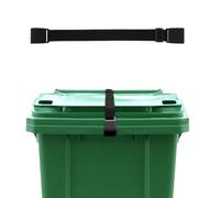 2 cierres para cubos de basura sin taladrar, ajustable, 61,5 - 104 cm, correa de bloqueo engrosada, resistente al desgaste, alta elasticidad, evita mapache, perro, ardilla, viento, abriendo el cubo de