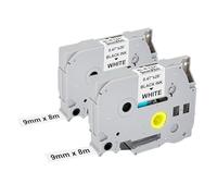 2 cintas compatibles con Brother P-Touch de 9 mm, color blanco, TZE 221 TZe-221, 9 mm x 8 m, compatible con Brother P Touch Cinta TZ Tape 9 mm 0,35 TZe221 para Ptouch H105 H100LB H107B 900 1000 1280