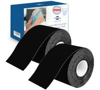 2 Cintas Kinesiológicas negras axion® | Kinesiotape | Rollos de 5 cm x 5 m elástico para soporte muscular y articular | Vendaje neuromuscular y fisioterapia