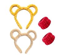 2 Cintas Para El Cabello Y 1 Par De Pulseras, Lindo Tocado De Osito De Peluche, Lavado De Cara Y Traje Protector De Maquillaje, Suave, Lindo Y Lindo Para Usar Con Accesorios.