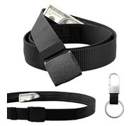 2 cinturones con compartimento secreto, negro, cinturón para hombre con cremallera, cinturón de nailon para hombre, cinturón de seguridad de viaje, ajustable, adecuado para hombres y mujeres, viajes