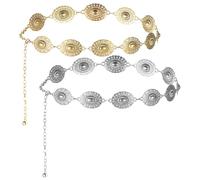 2 cinturones de cadena para mujer, cinturón de cintura dorado y plateado, cadena de eslabones ajustable de metal Western Cowgirl, cinturón para vestido vaquero