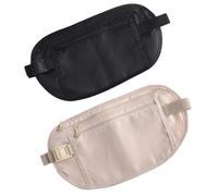 2 cinturones de dinero para viajes, ocultos, antirrobo, impermeable, seguro, cómodo, ajustable, cinturón de dinero oculto para mujeres y hombres, correr, pasear al perro, Negro, caqui, Elegancia