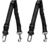 2 cinturones de seguridad ajustables negros para perros del Reino Unido, arnés de coche resistente con amortiguador elástico, clip de cinturón de seguridad para perros y gatos, compatible con la