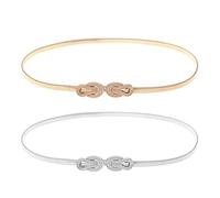 2 cinturones elásticos de cintura ajustados para mujer, cinturón delgado ajustable y delgado, cinturón de metal con hebilla de bloqueo para 68-90 cm, tamaño de cintura, camisa, vestido, suéter, color dorado y plateado, Multi color