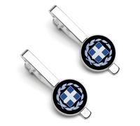 2 clips de corbata divertidos para hombre, diseño de escudo de armas de Grecia, para negocios, bodas, 5.5x2.2cm, Cobre galvanizado