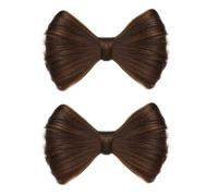 2 clips de peluca con moño falso, moño para el pelo, pasadores, extensiones de cabello, pinzas decorativas para mujeres y niñas (marrón claro)