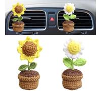 2 clips de ventilación de coche con diseño de girasol, margaritas, flores en maceta, clips de ventilación de aire, ambientador de aire, clip de salida de aire acondicionado para coche, decoración de