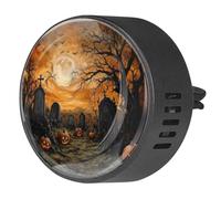 2 clips de ventilación para coche, ambientador con estampado de árbol de luna llena, cementerio de calabaza, difusor de aceites esenciales de aromaterapia