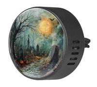 2 clips de ventilación para coche, ambientador con estampado de calabaza de tumba de Halloween, difusor de aceite esencial de aromaterapia