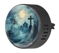 2 clips de ventilación para coche, ambientador con estampado de luna de árbol de tumba Halooween, difusor de aceites esenciales de aromaterapia
