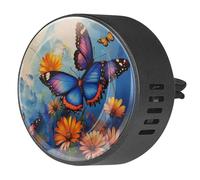 2 clips de ventilación para coche, ambientador con estampado de margaritas de mariposa azul, difusor de aceite esencial de aromaterapia