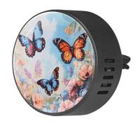 2 clips de ventilación para coche, ambientador con estampado de mariposa, amapola, lavanda, flores silvestres, difusor de aceites esenciales de aromaterapia