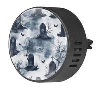 2 clips de ventilación para coche, ambientador con estampado de murciélagos de árbol de tumba de Halloween, difusor de aceite esencial de aromaterapia