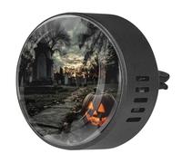 2 clips de ventilación para coche, ambientador con impresiones de cementerio de calabaza, difusor de aceites esenciales de aromaterapia