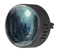 2 clips de ventilación para coche, ambientador con impresiones espeluznantes de luna de cementerio, difusor de aceite esencial de aromaterapia