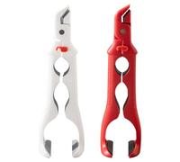 2 clips multifunción, antiquemaduras, de silicona, antideslizantes, para cocina, soporte de abrazadera multiángulo mejorado para platos calientes (rojo y blanco)