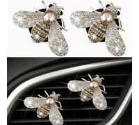 2 clips para ventilación de coche Bling Shiny Rhinestone Car Interior Decorations Accessory(Bee)