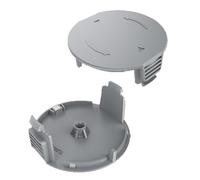 2 Coberturas de repuesto para desbrozadoras, compatibles con Bosch UniversalGrassCut 18/18-26/18-260, tapa de repuesto para la bobina de la cortacésped - gris.