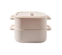 2 cocinas de vapor de silicona para microondas con asa para cocinar al vapor alimentos y almacenamiento, aptas para uso en horno y refrigerador (beige)
