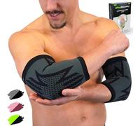 2 Coderas Deportivas de Compresión Hombre/Mujer - Coderas para Epicondilitis o Codo de Tenista y Tendinitis para Calistenia, Gym, Baloncesto - Transpirable y Antideslizante (Negro, Medium)