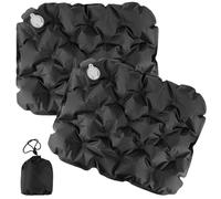 2 cojines de asiento inflables para exteriores, resistentes al agua, ultraligeros, con 2 bolsas de almacenamiento, para camping, senderismo, pesca, playa, conciertos (negro)
