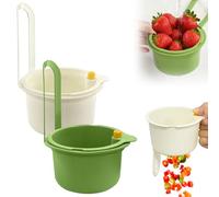 2 Colador de Fregadero, Colador con Botón de Presión para Colgar, Filtro de Amovible, Colgar Redondo Filtro De Residuos Para Capturar Pasta Frutas Verduras Lavado (Verde+Blanco)