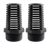 2 coladores de desbordamiento de succión roscados, colador de pantalla de 50 mm, conector de PVC para acuario, malla de tapa permeable para jardín, conector de tubería de agua de acuario para