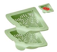 2 coladores de esquina para fregadero, colador de esquina triangular magnético con parte inferior abierta, cesta de drenaje para lavar frutas, verduras, maíz