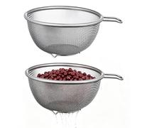 2 coladores de malla fina de acero inoxidable para cocina, colador de metal multifunción con malla y mango resistente, fácil de limpiar para cocina, restaurante, fiesta