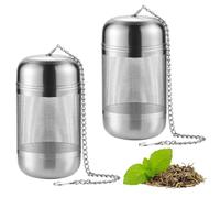 2 coladores de té de acero inoxidable de malla fina 316 infusor de té de acero inoxidable con gancho de cadena para teteras, tazas, botellas, colador de 1, 6 x 3, 2 pulgadas, infusor, S