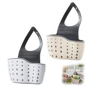 2 coladores para fregadero, práctico escurridor para fregadero con una sola mano, ideal para frutas, verduras y restos de alimentos, combinación de colores beige y azul