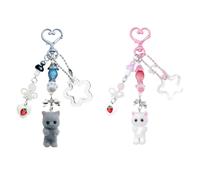 2 Coles De Gatitos De Dibujos Animados, Coles Lindos, Coles Decorativos, Coles De Bolsos, Llaveros, Coles De Mujer