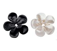 2 coleteros para el pelo de flores grandes en blanco y negro, tela, 24 cm de diámetro, lazos para el cabello para mujeres y niñas, elásticos y lazos para el cabello, accesorios para el cuidado del