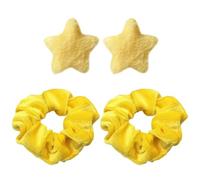 2 Coleteros y 2 Pinzas para el Pelo, Grandes, de Fijación para el Cabello, Bandas Elásticas para Mujeres y Niñas (Amarillo)