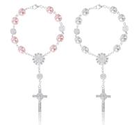 2 Colgante de Cruz, Colgante de Cruz de Rosario para Coche Accesorios Interiores de Coche Regalos Religiosos para Colgar en el Espejo del Coche