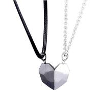 2 colgantes minimalistas de corazón de amistad a juego para parejas, magnéticos, distancia facetada, collar con colgante de corazón, joyería inteligente