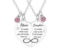 2 collares a juego con corazón para mamá e hija, regalos para el día de la madre, collar para hija, regalo de Navidad y cumpleaños para mamá e hija, talla única, Acero aleado, No es una piedra