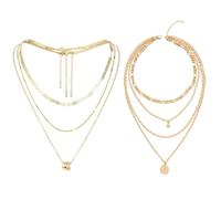 2 Collares, Anillos De Doble Círculo, Apilados con Coles, Exquisitos, Ligeros Y Lujosos, Adecuados para El Uso Diario Y El Estilo De Banquetes.