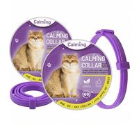 2 collares calmantes para perros con feromonas que duran 60 días, alivio de la ansiedad, ajustable, impermeable, para reducir el estrés, para perros pequeños, medianos y grandes (color morado, 38 cm)