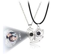 2 collares clásicos románticos con proyección de corazón en 100 idiomas, regalo para el día de San Valentín (C)