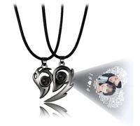 2 collares clásicos románticos con proyección de corazón en 100 idiomas, regalo para el día de San Valentín (B)