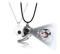 2 collares clásicos románticos con proyección de corazón en 100 idiomas, regalo para el día de San Valentín (A)