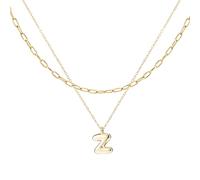 2 Collares con Letras de Burbuja Personalizables, Collar con Inicial de Burbuja Multicapa para Mujer Delicado Collar Tipo Gargantilla con Alfabeto Dorado para Mujer Joyería de Moda Regalos (Z)