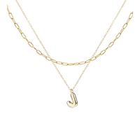 2 Collares con Letras de Burbuja Personalizables, Collar con Inicial de Burbuja Multicapa para Mujer Delicado Collar Tipo Gargantilla con Alfabeto Dorado para Mujer Joyería de Moda Regalos (J)