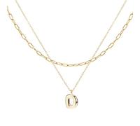 2 Collares con Letras de Burbuja Personalizables, Collar con Inicial de Burbuja Multicapa para Mujer Delicado Collar Tipo Gargantilla con Alfabeto Dorado para Mujer Joyería de Moda Regalos (D)