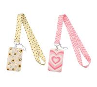 2 collares de abeja amarillos con soporte para tarjetas y cordón