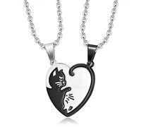 2 collares de corazón para parejas para mujer, colgante de corazón de amistad de moda para siempre, joyería de animales, collar personalizado a juego, regalo del día de San Valentín para mujeres y