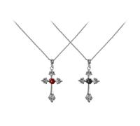 2 collares de cruz roja, accesorios para el cuello, accesorios de bruja para mujer, collar de cruz gótica, collar para fiesta temática, carnaval., 41cm-50cm, Aleación de zinc, Perla