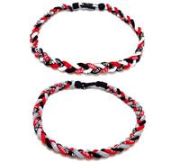 2 collares de cuerda de béisbol, diseño de tornado a la moda, collar trenzado de colores del equipo, para fanáticos de los deportes de béisbol, 18in, Nailon, No es una piedra preciosa